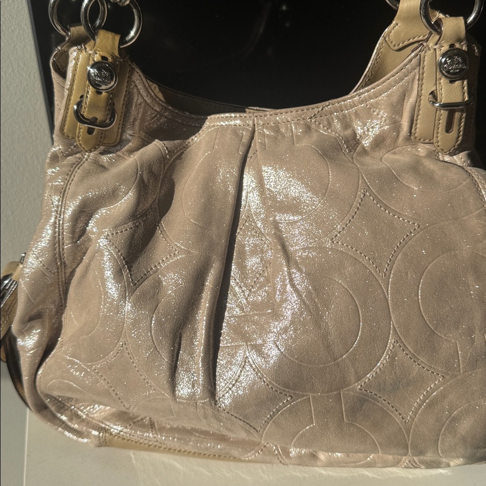 Coach Maggie Metallic Beige Quilted Shoulder Bag, EUC - Picture 14 of 15